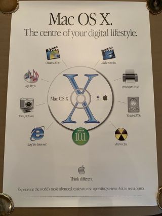 Vintage Apple Power Mac Os X Digital Lifestyle Think Different Poster,  24” X 33”