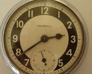 VINTAGE GOOD 1950 ' S CHROME PLATED INGERSOLL ENGLISH MADE POCKET WATCH 2