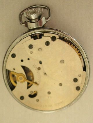 VINTAGE GOOD 1950 ' S CHROME PLATED INGERSOLL ENGLISH MADE POCKET WATCH 4