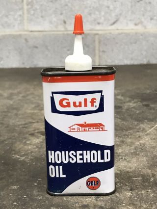 Nos Vintage Gulf Household Oil Handy Oiler 4oz Can Gas Oil