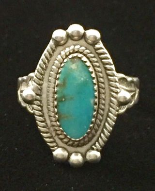 Vintage Southwest Bell Trading Sterling Silver Blue Turquoise Ring (sz 8) H159