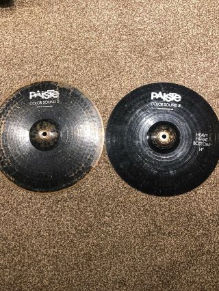 Vintage Paiste Black Color Sound 5 14 " Hi Hat Cymbals