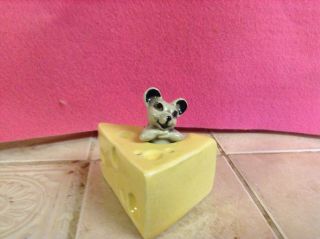 Vintage Small Mouse In Cheese Salt And Pepper Shakers