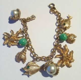 Vintage Bracelet By Sarah Coventry Large Charms Signed