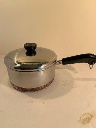 Vintage Revere Ware Stainless Steel Copper Clad Sauce Pan 2 Qt Pot And Lid