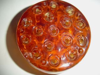 Vintage Amber Glass Flower Frog - - 4 
