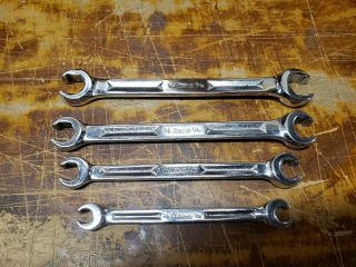 Vintage Snap On 4 Piece 6 Point Sae Flare Nut Wrench Set 3/8 " - 13/16 "