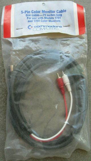 Commodore 1701 1702 5 - Pin Color Monitor Cable 79 " 6.  5 Feet Oem Cable