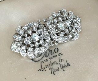 Vintage Art Deco Jewellery Duet Crystal Rhinestone Silver Brooch Pin