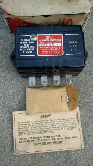 Vintage Sun Tachometer Transmitter Model Eba - 9a 12 Volts 8 Cylinders Chicago Usa
