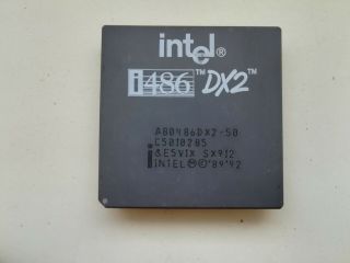 Intel A80486dx2 - 50,  Sx912,  Intel 486 Dx2 - 50,  Vintage Cpu,  Gold,  Top