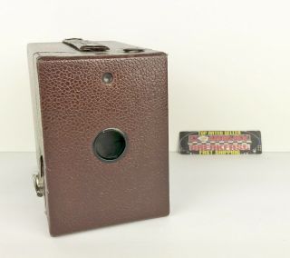 Vintage Eastman Kodak Rainbow Hawk - Eye No.  2 Model C Maroon Brownie Camera