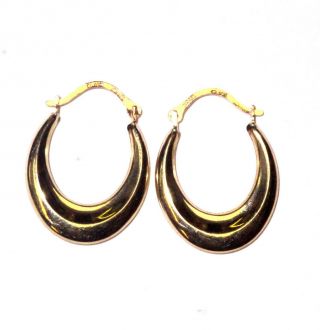 10k Yellow Gold Ladies Hollow Hoop Earrings.  7g Estate Womens Vintage