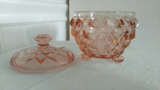 Vintage Pink Depression Glass Covered Candy Nut Dish Footed With Lid EVC 3