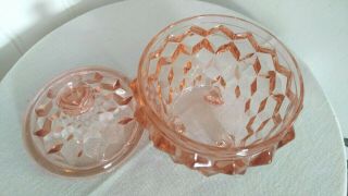 Vintage Pink Depression Glass Covered Candy Nut Dish Footed With Lid EVC 4