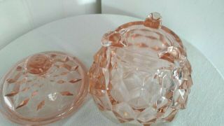 Vintage Pink Depression Glass Covered Candy Nut Dish Footed With Lid EVC 5