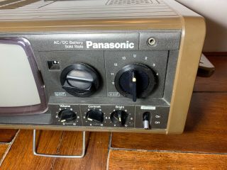 FROM 1975 Panasonic TR - 525 Vintage PortableTelevision Brown Power Cord Handle 3