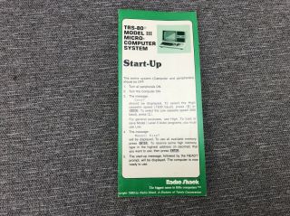 Radio Shack Trs - 80 Model Iii Microcomputer System Start - Up Reference Guidebook