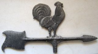 Vintage Cast Aluminum Metal Chicken Hen Rooster Weathervane Top With Arrow