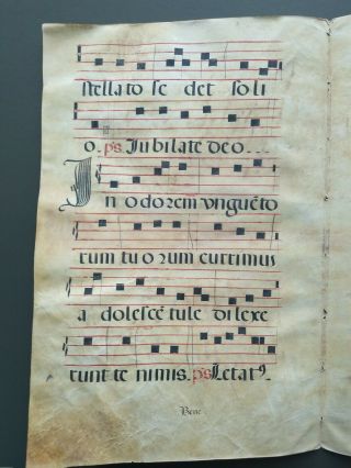 16th Century Antiphonal Music Manuscript on Vellum.  Double page Double Sided. 4