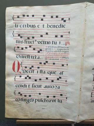 16th Century Antiphonal Music Manuscript on Vellum.  Double page Double Sided. 6