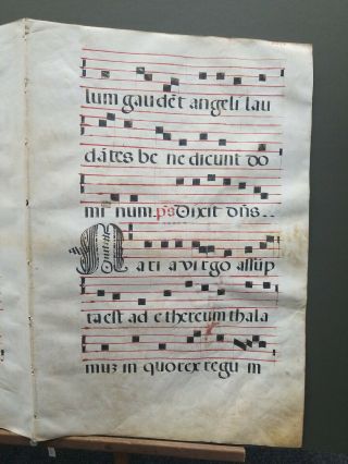 16th Century Antiphonal Music Manuscript on Vellum.  Double page Double Sided. 7