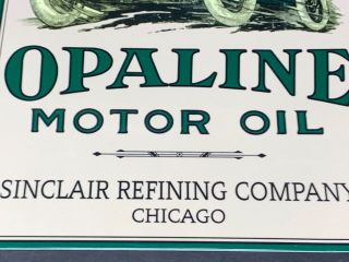 VINTAGE SINCLAIR OPALINE MOTOR OIL ONE GALLON ADVERTISING GAS OIL PORCELAIN SIGN 5