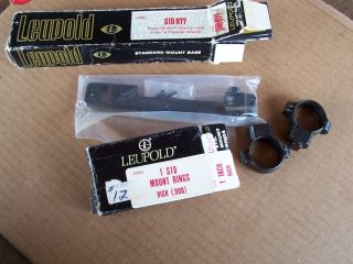 Vintage Leupold 1 " Rings High Gloss Black Finish And Base 28561 Fits Ruger M77