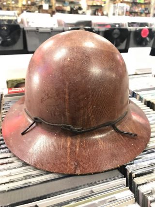 Vintage Brown Msa Skullgard Miners Safety Helmet Hard Hat Full Brim " K " Style