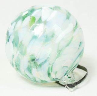 Vintage Blue White Green Large Mosaic Glass Ball Christmas Ornament