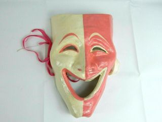 Vintage Happy Face Wall Decor Theater Drama Paper Mache Mask