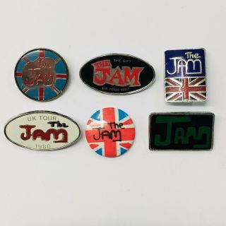 Vintage The Jam 5 Enamel Pin Badges Paul Weller Mod Oasis Lambretta