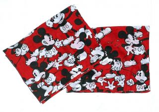 Disney 25x30 Red Mickey Mouse Vintage 90s Made In Usa Standard Pillow Cases Set