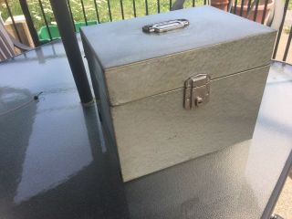 Vintage Metal File Storage Box Hamilton Metal Excelsior Lock 10x12.  5x9 2