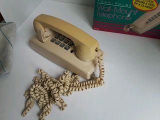 Radio Shack Retro Beige Push Button Wall Mount Telephone Vintage Corded Phone 2