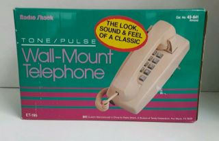 Radio Shack Retro Beige Push Button Wall Mount Telephone Vintage Corded Phone 3
