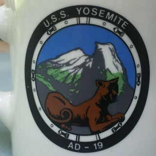 Vintage Ceramic Coffee Cup Mug Glass Uss Yosemite Ad - 19 Us Navy Usn Destroyer