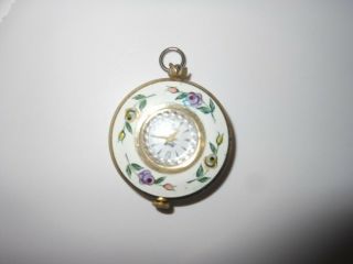 Vintage Lady Nelson Enamel Painted Watch Pendant,  Wind Up