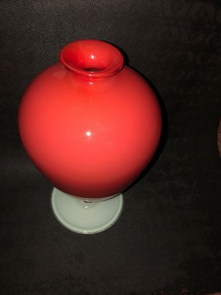 VINTAGE ART GLASS Red Footed VASE SIGNED MIT DATED 1991 2