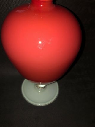 VINTAGE ART GLASS Red Footed VASE SIGNED MIT DATED 1991 3
