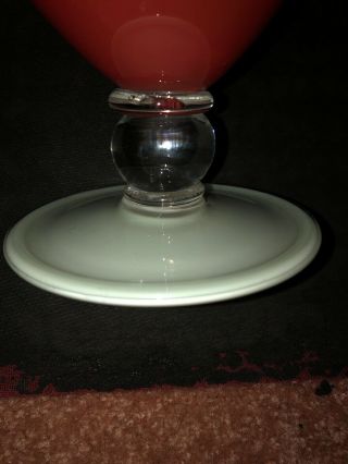 VINTAGE ART GLASS Red Footed VASE SIGNED MIT DATED 1991 4