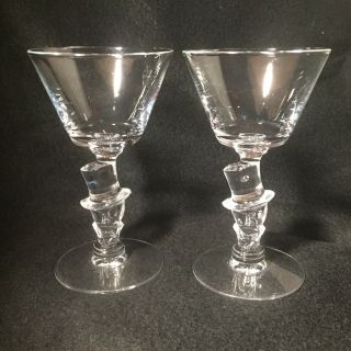 Vintage Morgantown Glass Clear Knickerbocker Hotel Top Hat Cordial Martini (x2)