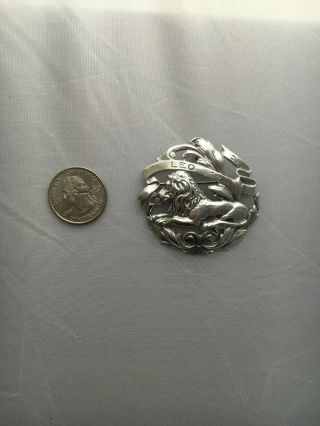 Vintage Sterling Silver Peruzzi Leo Zodiac Pendant Brooch Pin