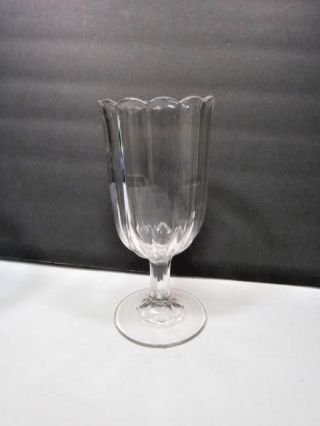 Vintage 12 Panel Pressed Glass Celery Vase 8.  5 " Tall Clear Scalloped Top