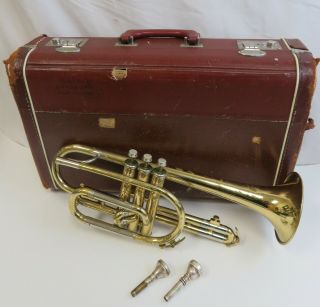 Vintage King H.  N.  White Cleveland " Superior " Cornet Brass Horn & Carrying Case