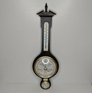 Vintage Sears Roebuck 20 " Wood Weather Station Thermometer Barometer Hygrometer