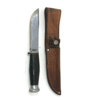 Case Xx Fixed Blade Hunting Knife Leather Belt Sheath 4 " Blade Vintage
