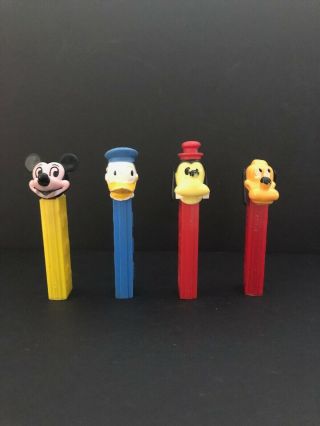 Vintage Disney Pez Lot; No Feet; Mickey,  Goofy,  Donald,  Pluto; 1960 - 1970