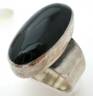 Sterling Silver Black Onyx Ring Size 7 Vintage Boho Jewelry 925 Gemstone Rings