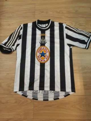 Adidas Vintage Newcastle United Football Shirt Size M Brown Ale 1997 - 99